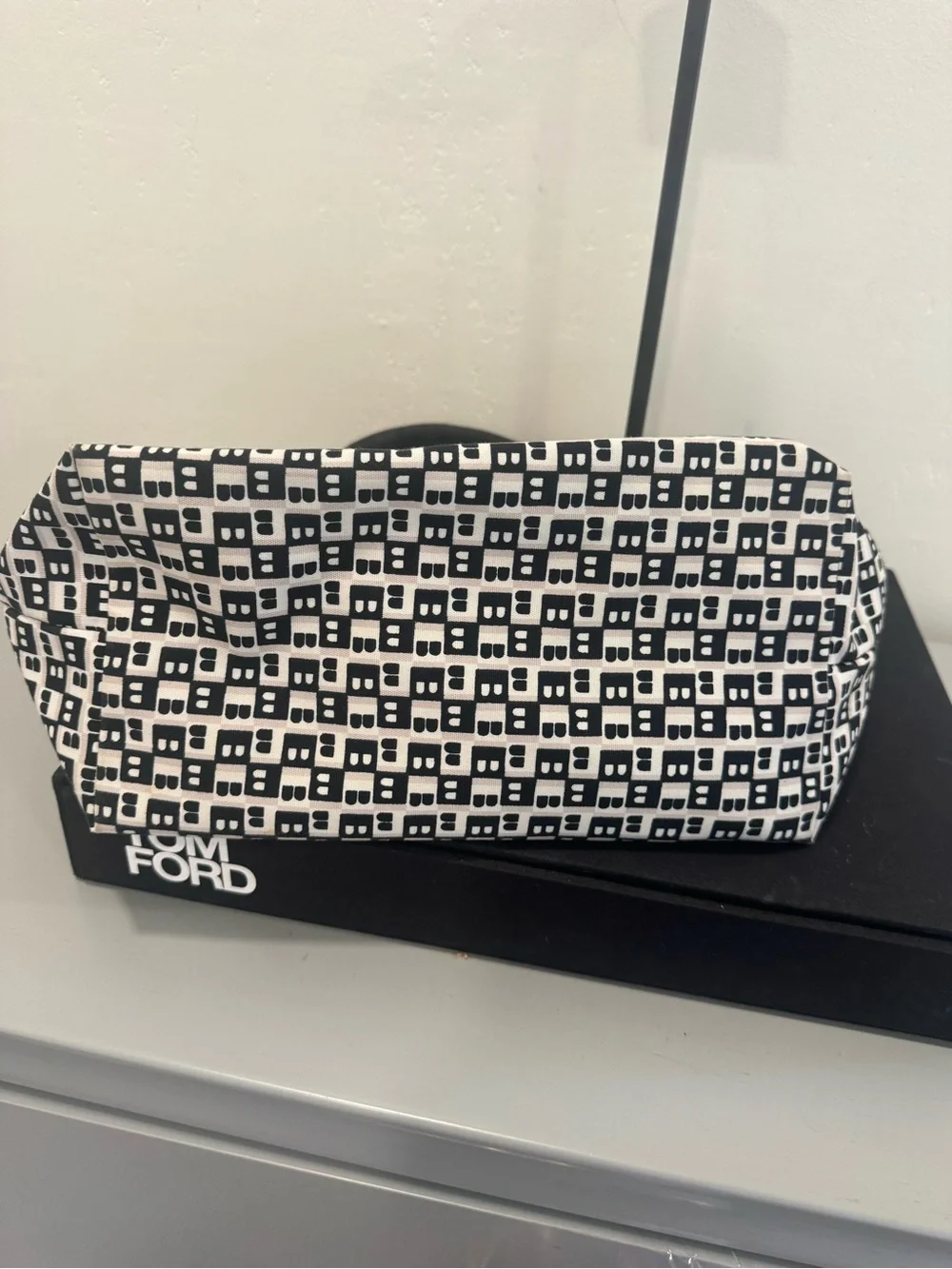 Bally Black and White Geometric Canvas Tote